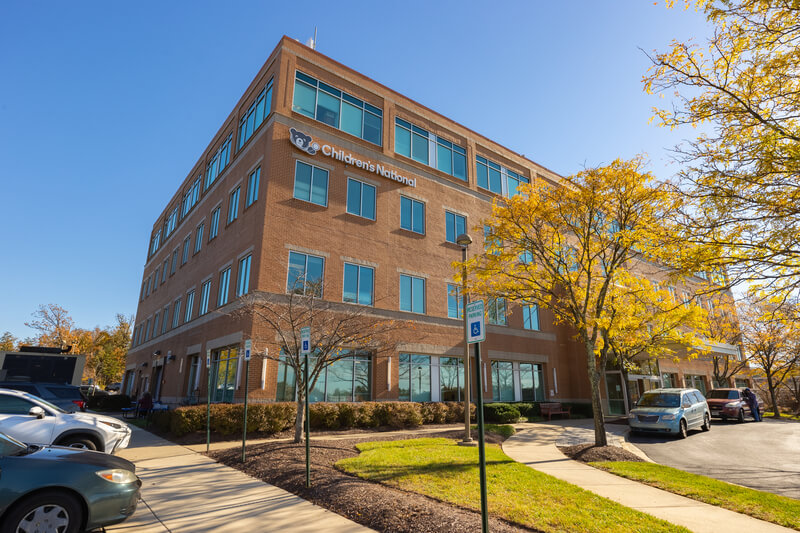 Exterior view of the Montgomery County Children's National facility in Rockville, Maryland.